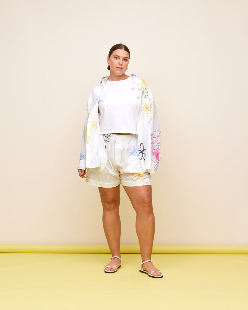 RYDER SHORT RYDER PRINT | An ode to our much-loved collab with artist Ryder Jones. Boxer-style cotton shorts with printed Resort 23 graphics. The perfect summer short.