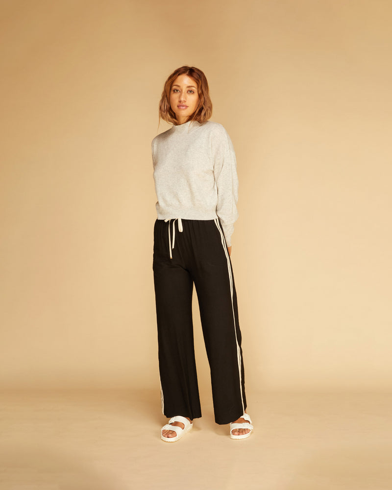 CORVETTE TROUSER TALL BLACK | Sporty, high-waisted pant with a wide leg silhouette. An all-time RUBY favourite in a classic black colourway and new tall length.