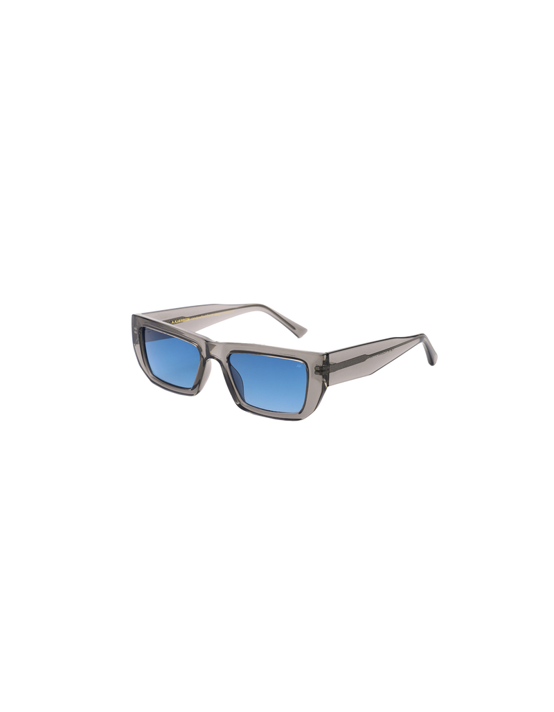 FAME SUNGLASS GREY | The Fame by A.Kjaerbede is an 80's inspired narrow frame sunglass with blue square lenses and contrasting grey frames.