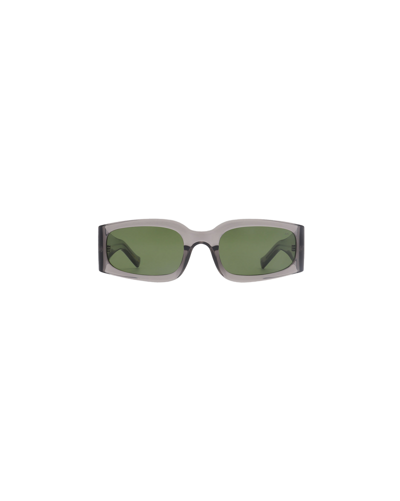 ALEX SUNGLASS GREY TRANSPARENT | Narrow but oversized, the Alex sunglass is a modern, statement shape.