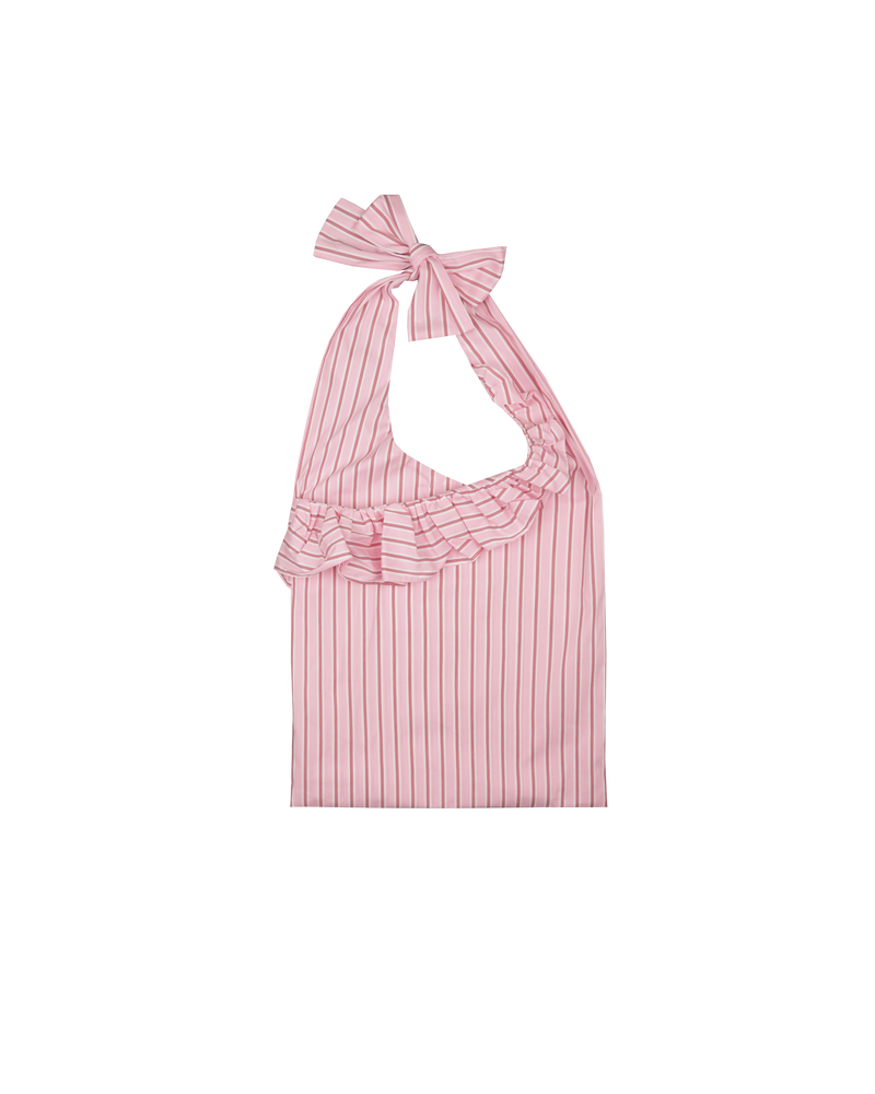 RUBY X EMMA JING MAXI RUFFLE BAG PINK STRIPE | Maxi ruffle bag with an adjustable tie strap, featured as part of Summer Fling with Emma Jing, our Holiday 2024 collaboration with local Aotearoa designer, Emma Jing. A fun take...