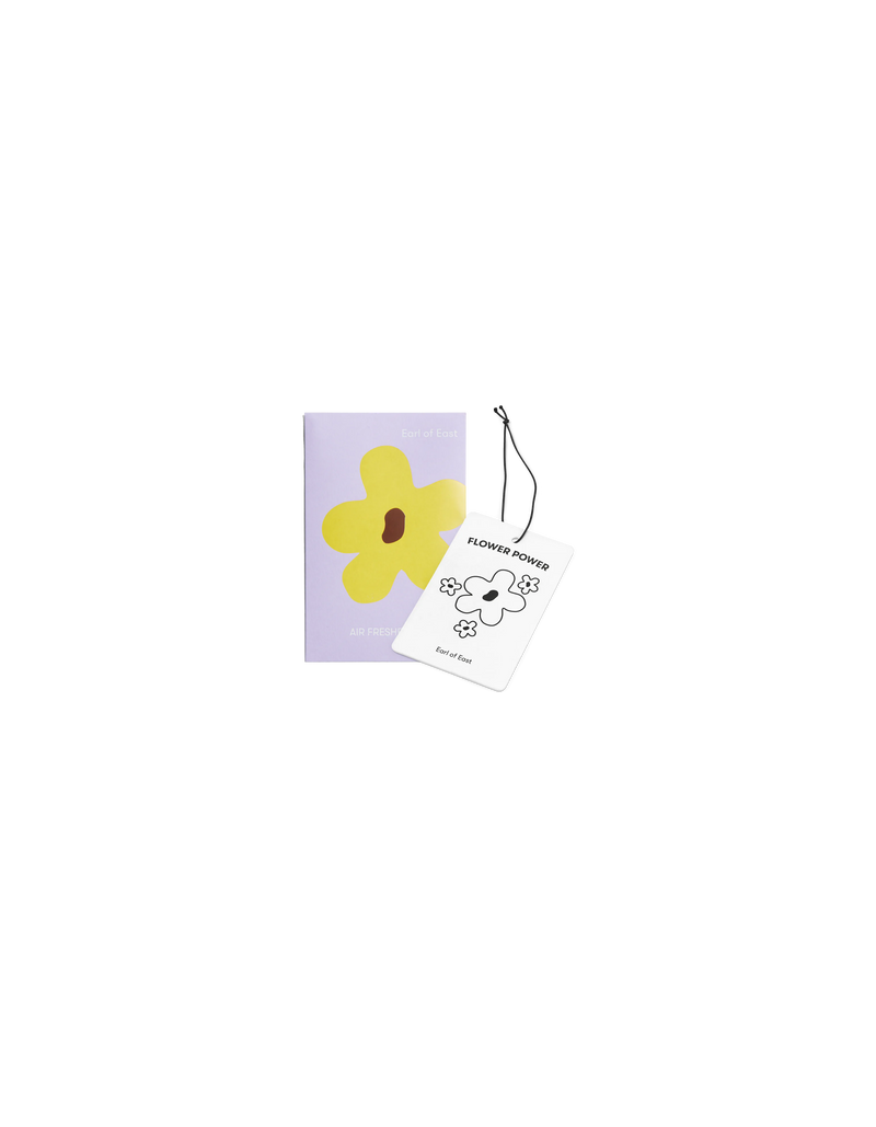 AIR FRESHENER TAG FLOWER POWER | Flower power scented air freshener by Earl of East. Take your favourite Earl of East scent with you wherever you go. Place this scent tag in your car, wardrobe, gym bag,...