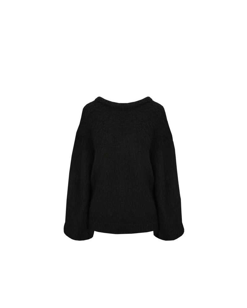 JOSIE SWEATER BLACK | Balloon sleeve sweater designed in a super cosy mohair wool blend. This sweater has a brushed texture with a super soft hand-feel.
