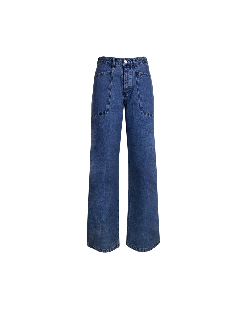 MERCI DENIM JEAN INDIGO | Mid-rise straight-fit jeans with feature front pockets, imagined designed in a indigo washed denim. These jeans are designed to be worn relaxed and slightly baggy.