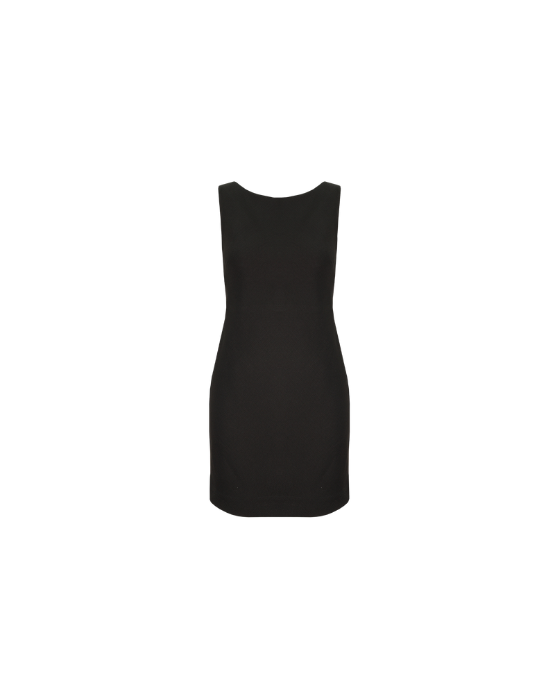 ROBIN MINIDRESS BLACK | Bias cut dress in mini dress with a boat neckline. This dress is designed in a light-weight twill fabric. The perfect little black dress.
