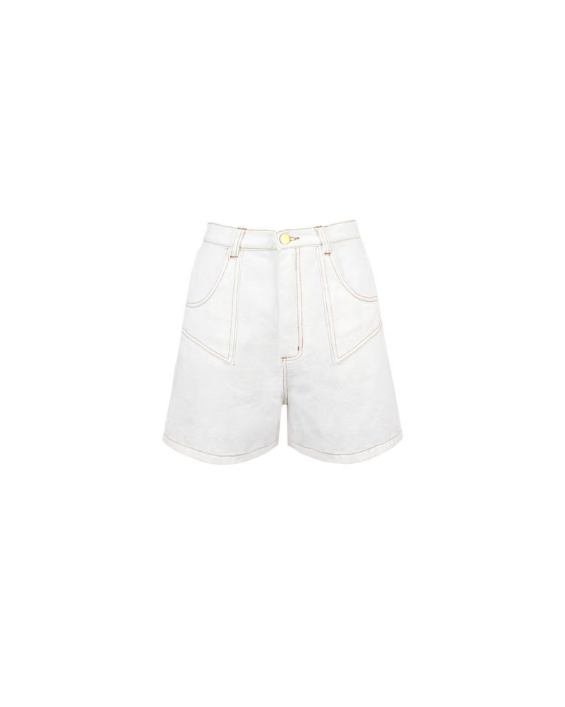 CLOVER DENIM SHORT WHITE | Our classic high waisted denim short in white, made in a soft washed denim, ready for easy strides and warm weather. It isn't Rubette summer without the Clover Short. 