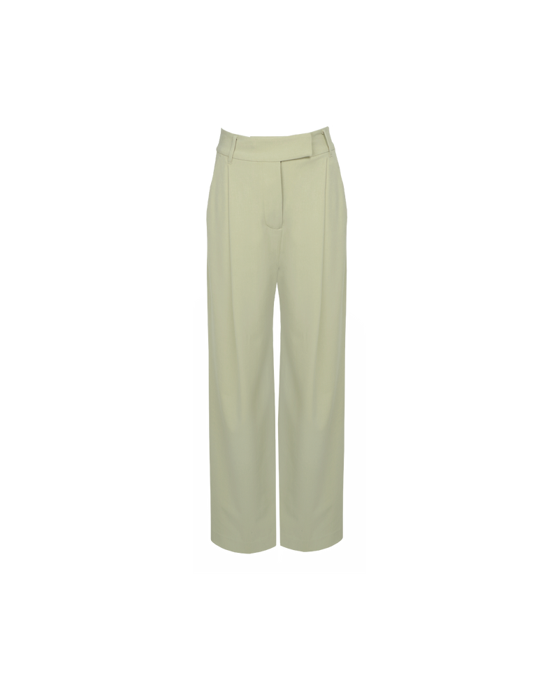 RUE TROUSER SAGE | Straight-leg mid-waist suit trouser with a flat waistband and belt loops. These pants are versatile in that they can we be worn casual with a baby tee, or make it...